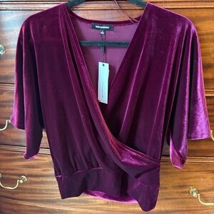 525 America gorgeous Deep Purple wine 🍷 Velvet Wrap Blouse with flat waistband